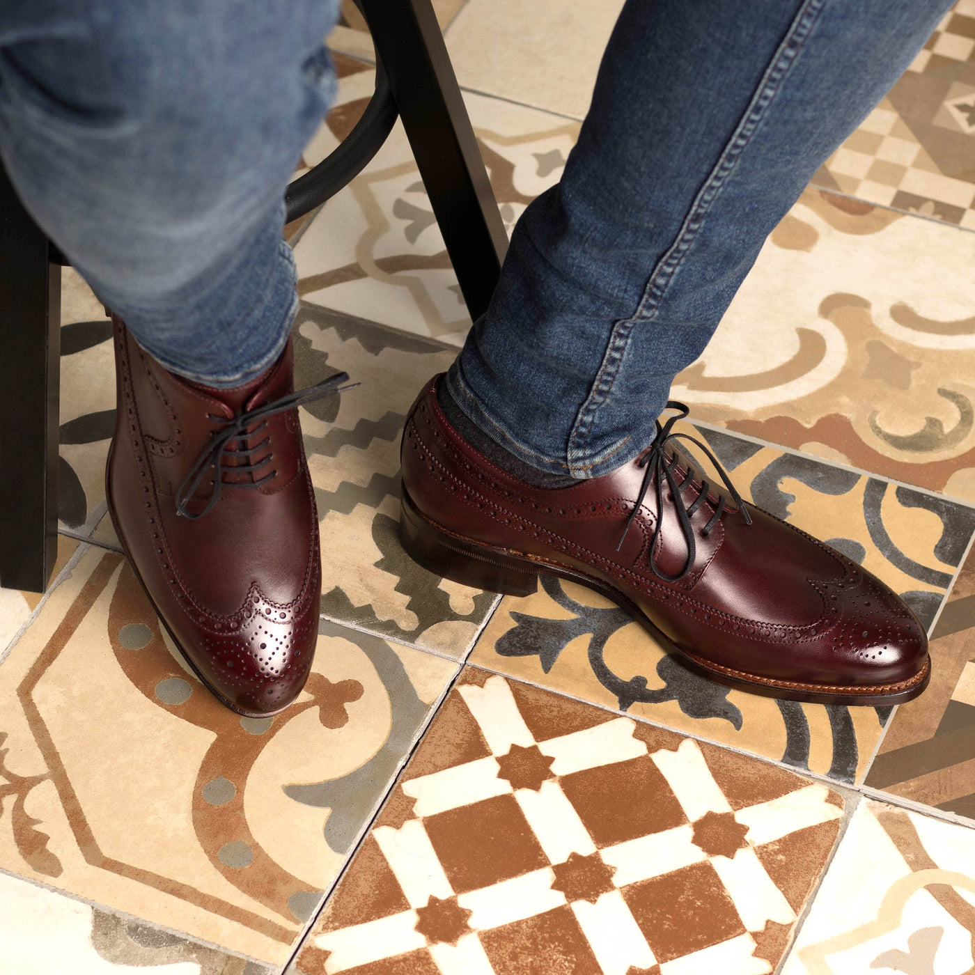 Pinnacle Longwing Blucher - Burgundy box calf