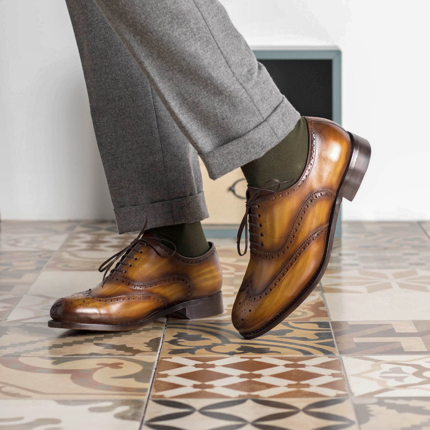 Ellsworth Full Brogue - Cognac patina