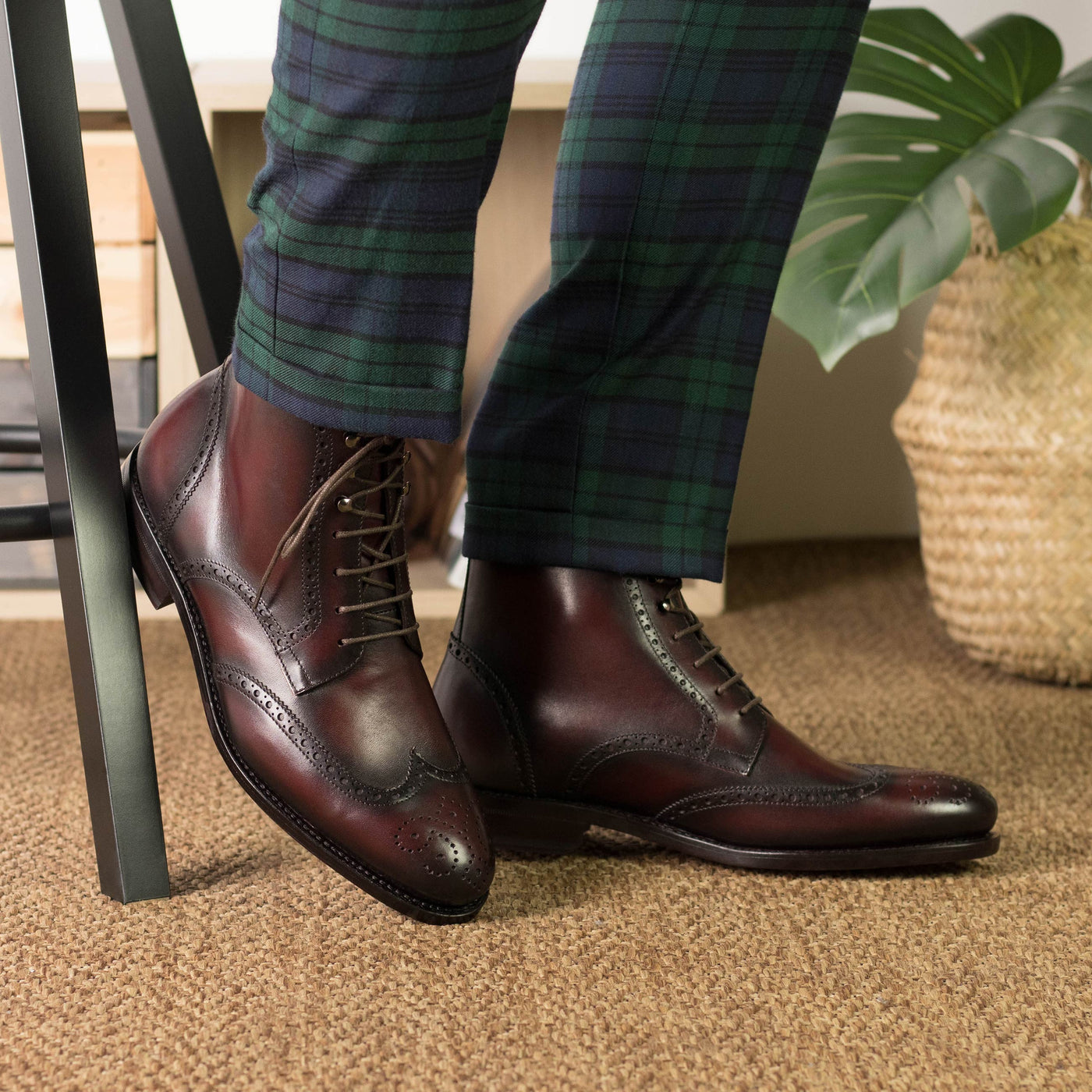 Garrison Military Brogue - Burgundy box calf