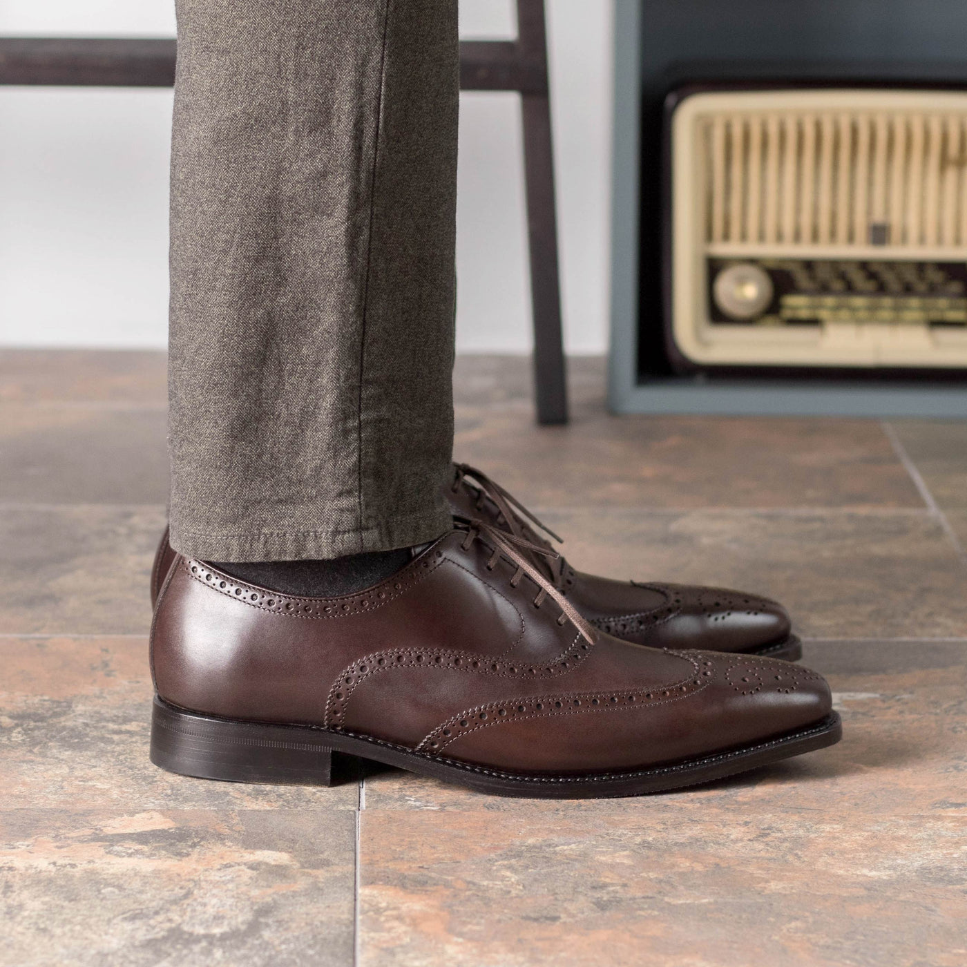 Archibald Full Brogue - dark brown box calf