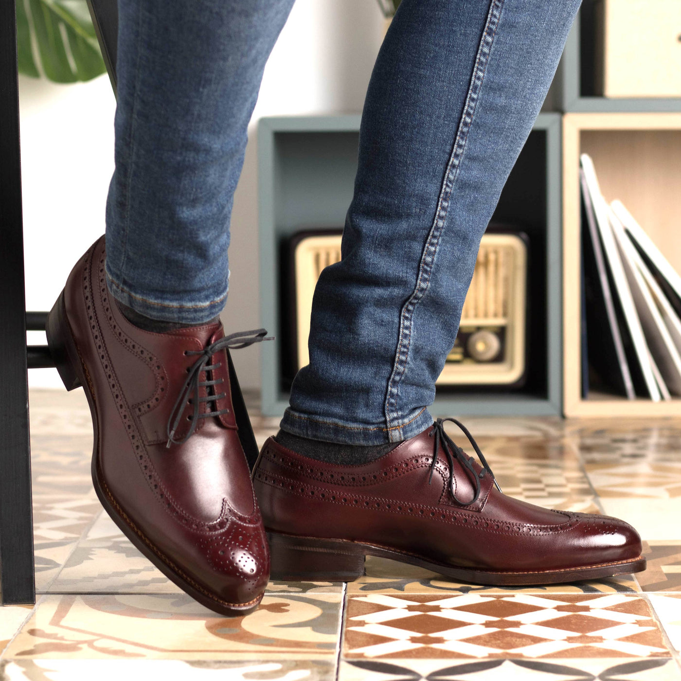 Pinnacle Longwing Blucher - Burgundy box calf