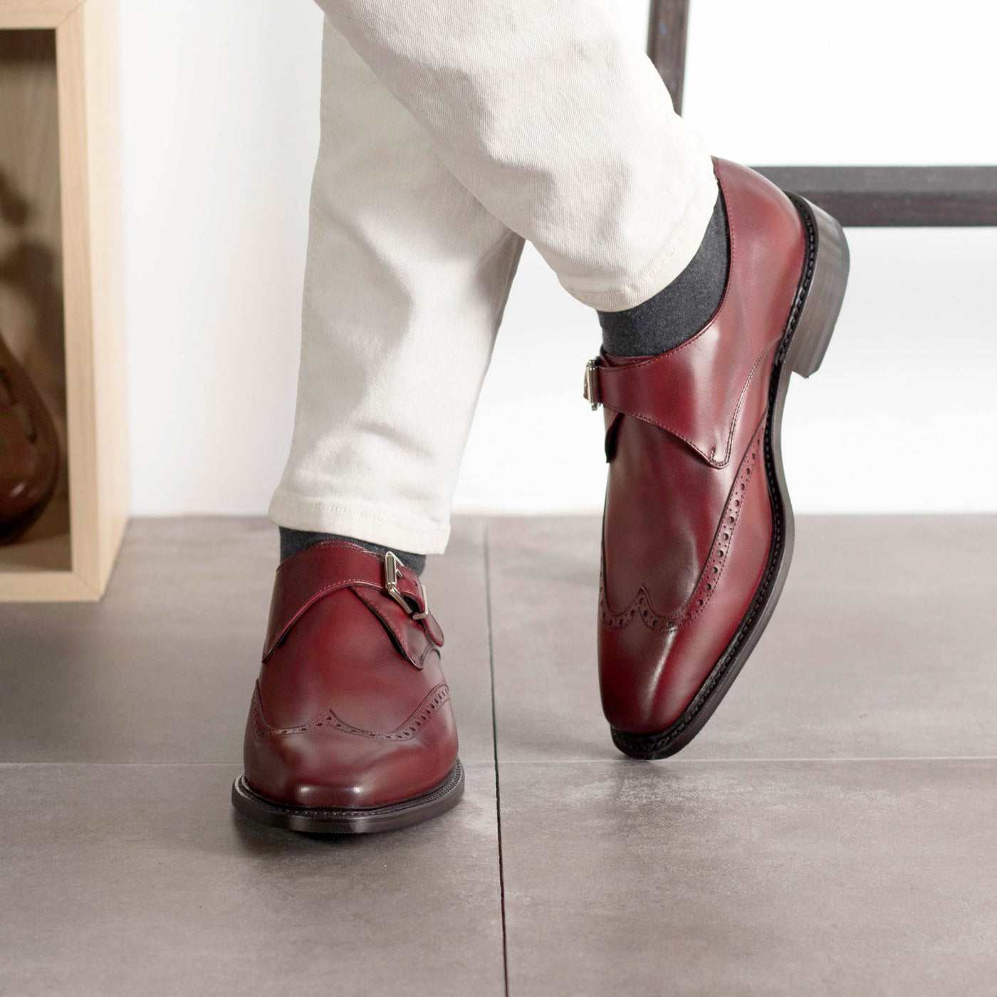 Astral Single Monk - Burgundy box calf