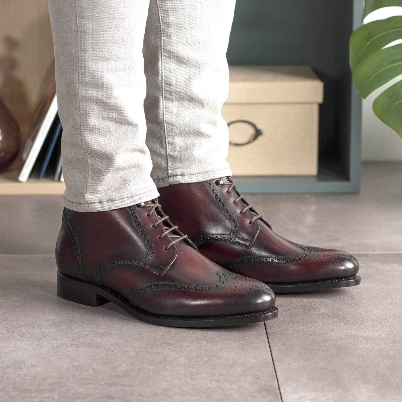 Bravo Military Brogue - Burgundy box calf