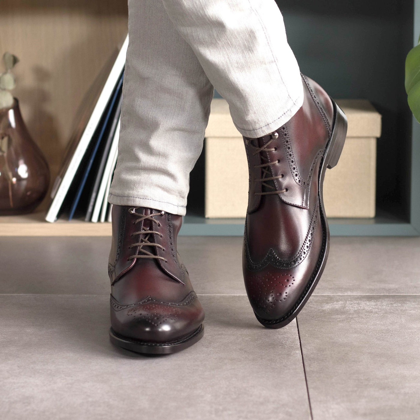 Bravo Military Brogue - Burgundy box calf