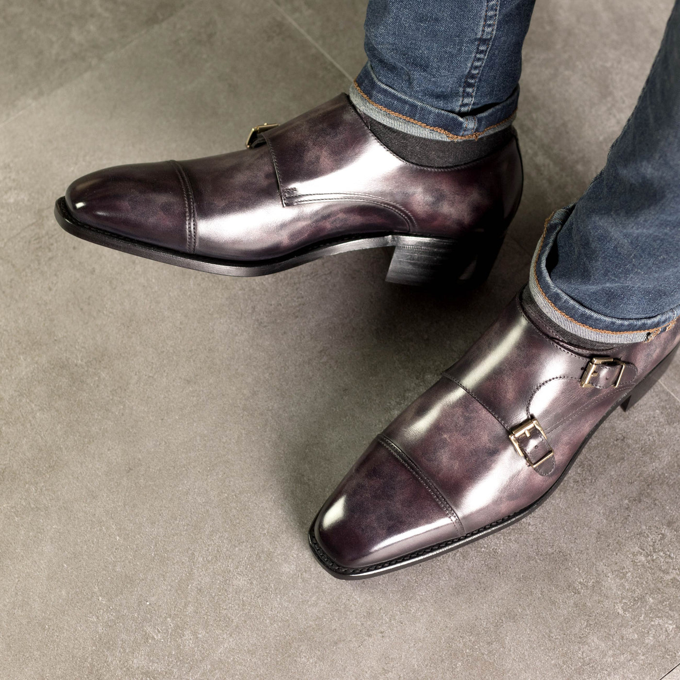 Orion Double Monk - Aubergine patina