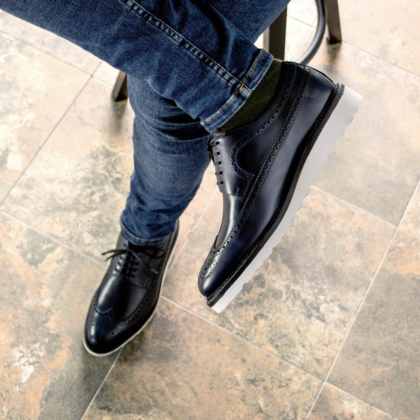 Stately Longwing Blucher - Navy box calf